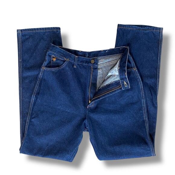 VTG 60/70s Wrangler Jeans Misses 16 Fit Sz  10/12 Dark Wash Zip Fly High Rise - Picture 1 of 11